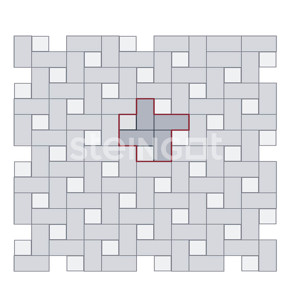 Схема мощения плитки квадрат 100-100-60 мм