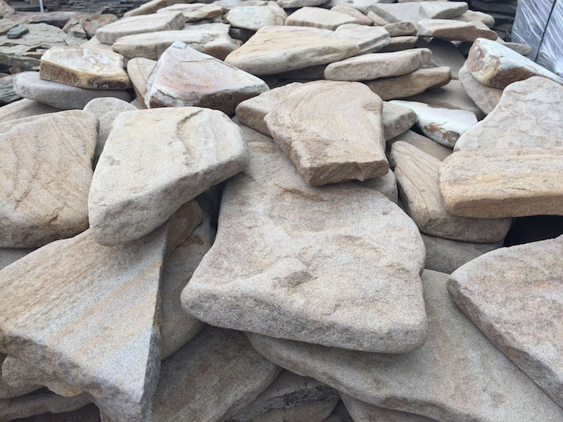 Плитняк песчаник Тигровый галтованный толщина камня от 20 до 35 мм